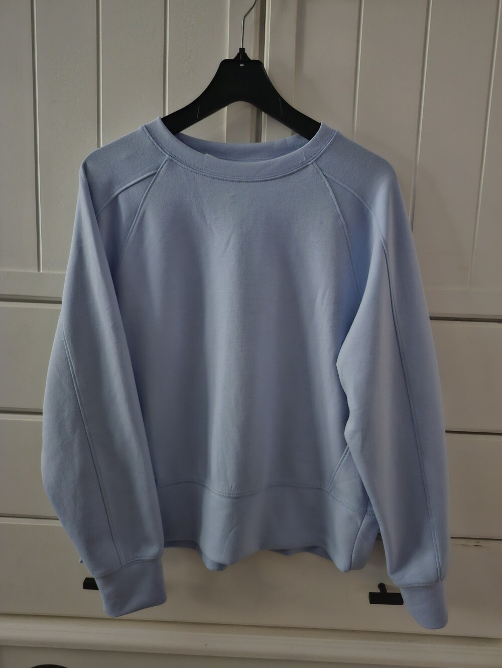 Yogalicious Womans Crewneck Sweatshirt in Light Blue Oversized Small